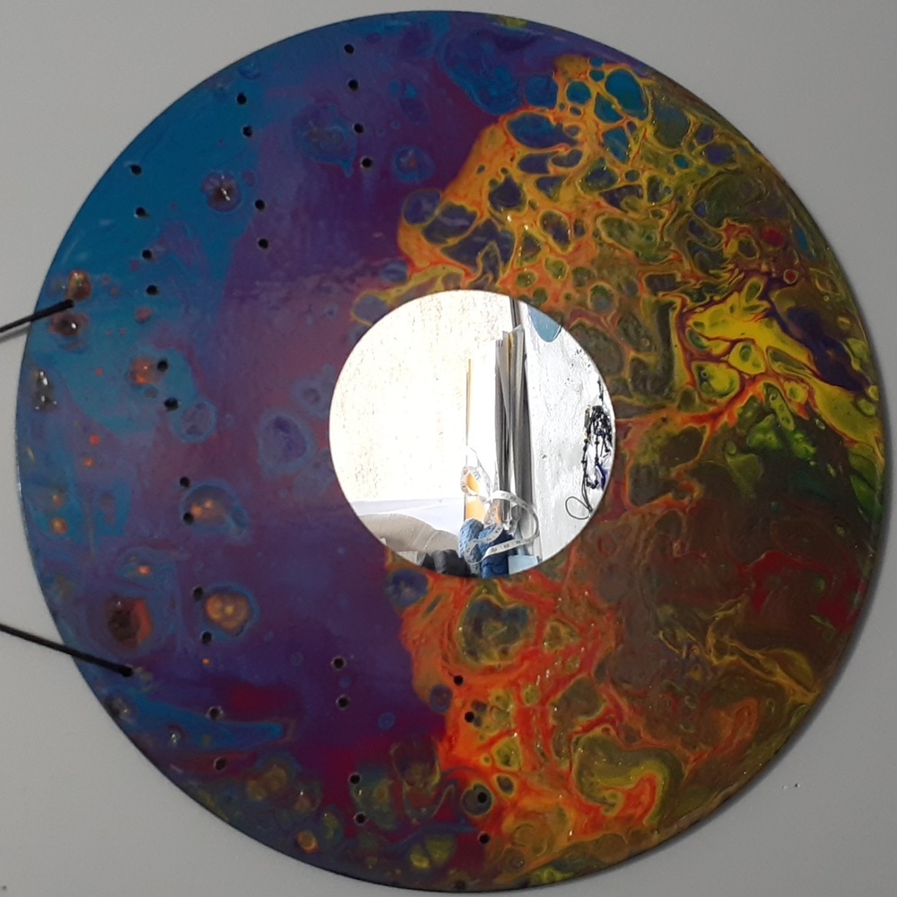 Hand Crafted Earring Jewelry Holder Painted Necklaces Vinyl Record Upcycle Wall - Picture 11 of 15